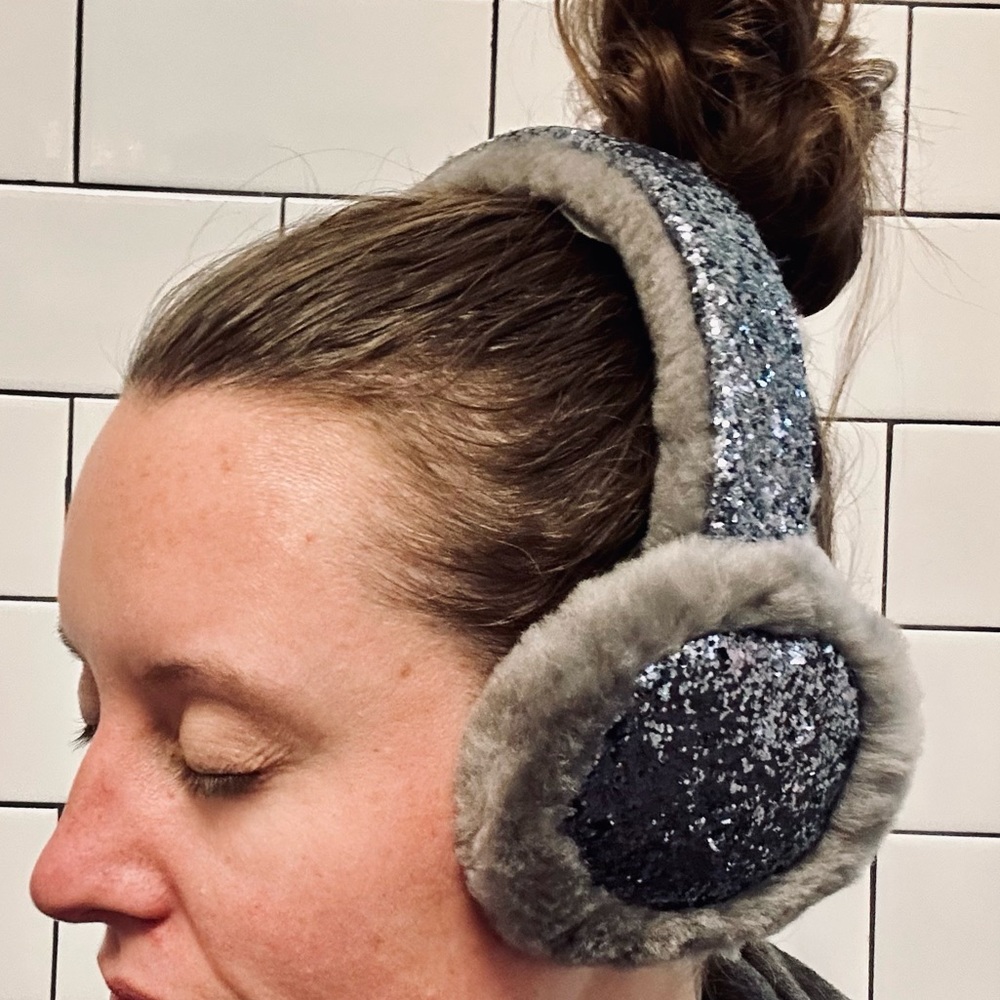 Ugg Glitter and Shearling Ear Muffs
